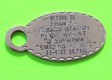 Vintage Lost Key Return/Charge Coin Credit Keychain Tag - Texaco