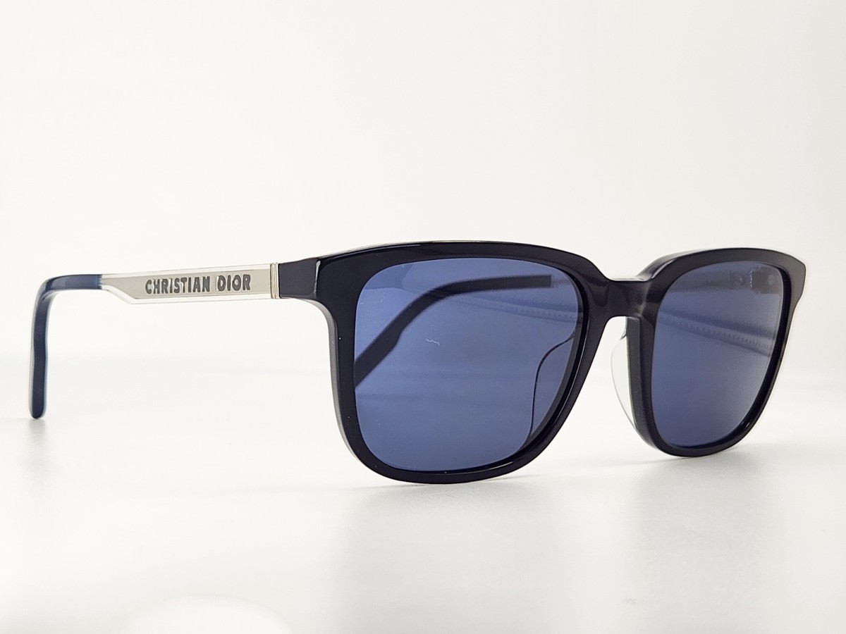 Dior DiorTag SU 10B0 Sunglasses Black Frame Blue Lens Luxury