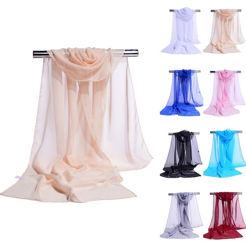 Shawl For Women Hijab Long Plain Color Sheer Solid Stole Neck Versatile - Picture 2 of 17