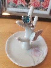 925 Silver Filled Blue Topaz And White Topaz Ring Size 8 Or 9 New 
