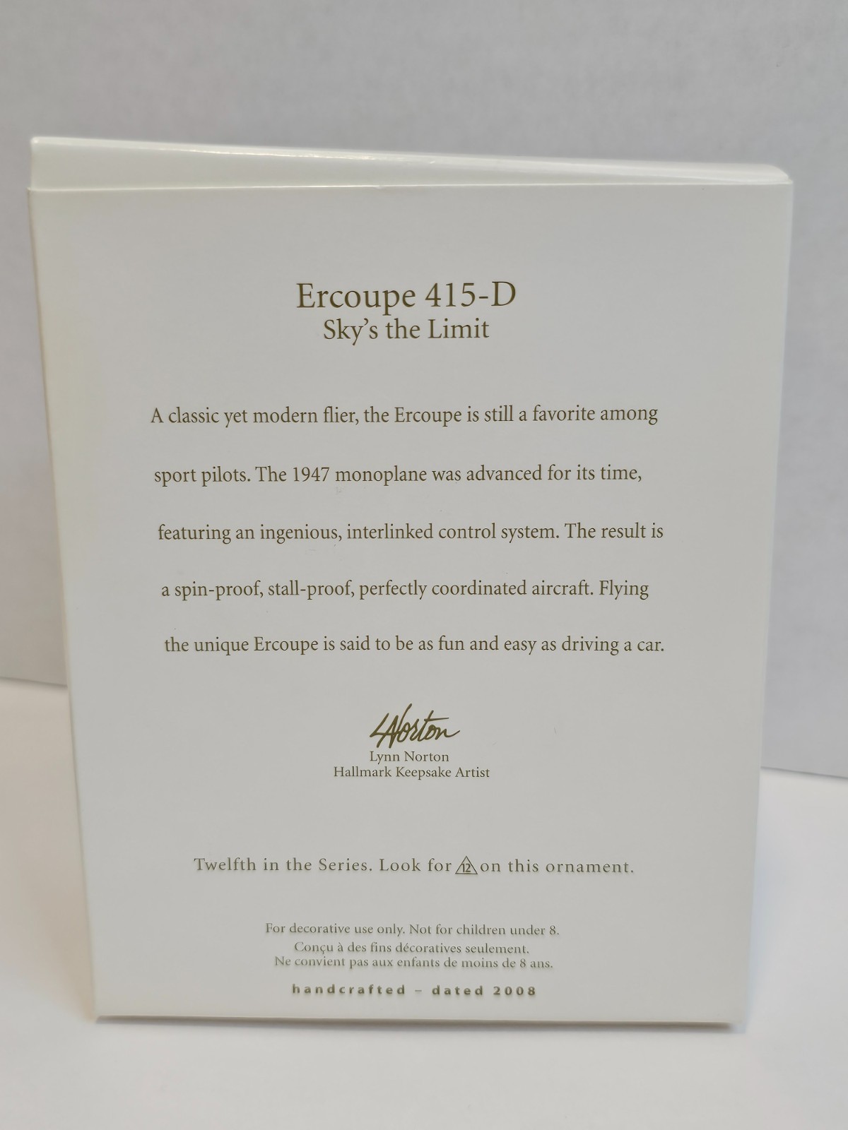 Hallmark Keepsake ornament "Sky's the Limit" Ercoupe 415-D 2008 Series 12
