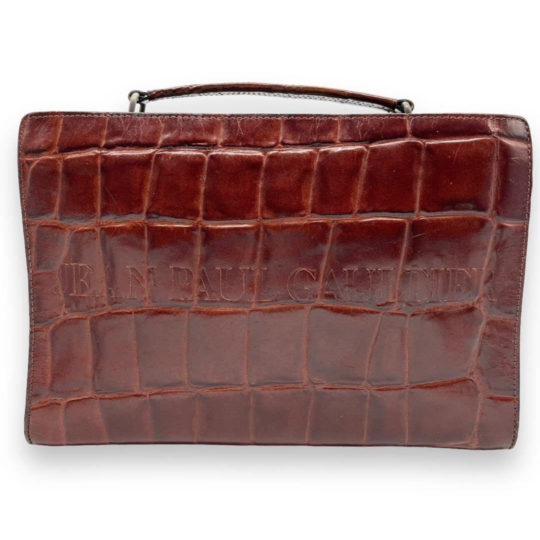 バッグ jean paul gaultier archive Crocodile bag Jean Paul Gaultier Croc Embossed 2-Way Shoulder Bag Brown