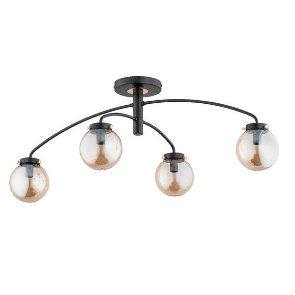 Deckenlampe Schwarz Glas Bernstein Modern E14 B:50 Cm Deckenleuchte Schlafzimmer-image