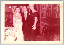Vtg Color Snapshot Elegant Group By Fireplace 1960s