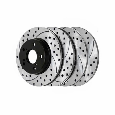 4pcs Front Rear Drilled Slotted Brake Rotors Black Coated for Pilot 2009-2015