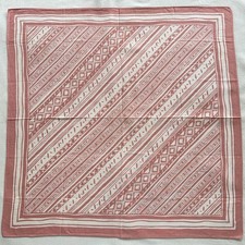 Vintage Men Bandana Geometric Diagonal Striped Handkerchief Nude Pink Cotton 20"