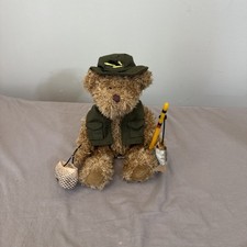 Russ Berrie Co. "Lodge Life" Dakota 8" Stuffed Vintage Teddy Bear Fishing