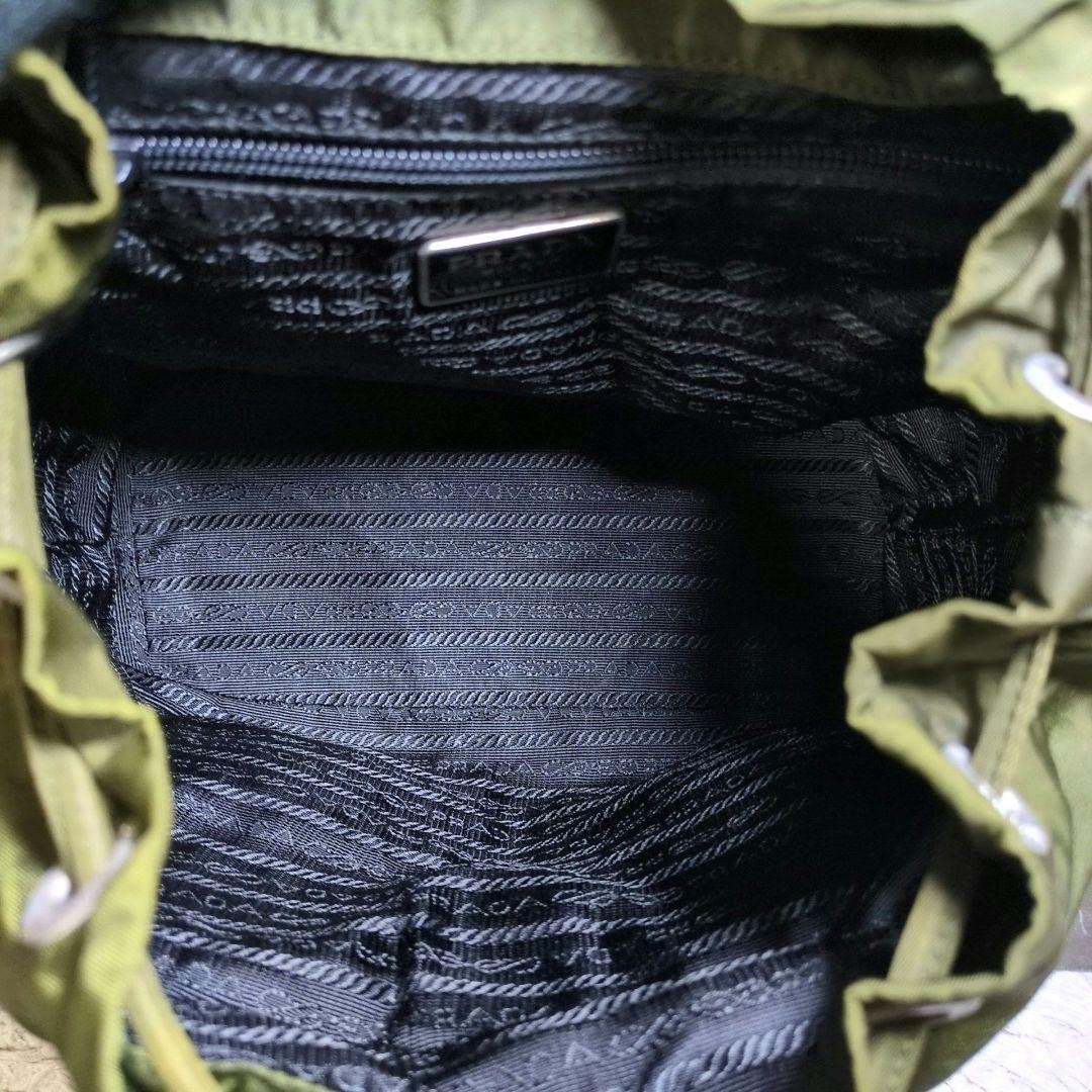 PRADA Backpack Test Nylon Triangle Logo Khaki Lea… - image 9