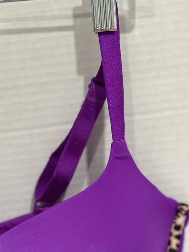 Victoria Secret Bra 38D Purple /Leopard No Wire Push-Up Adjustable Straps - Picture 5 of 17
