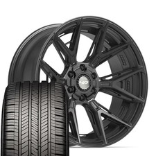 4p40 Black 22x10 Wheels Touring Tires Set 6 Lug Fits Chevy Gmc