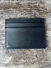 BLOOMINGDALE’S PRIVATE LABEL SLIM CARD CASE BLACK LEATHER MADE IN ITALY