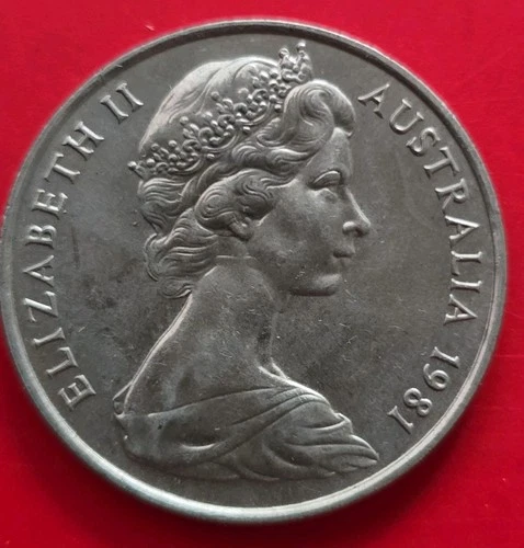 1981 Australia 20 Cents - Queen's Adam's Apple Variety. Uncirculated 