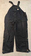Vintage Carhartt Overalls Mens 50x30 50x29 R37 BLK Double Knee Union Made