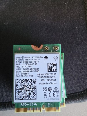 Intel Model AX201NGW WiFi Bluetooth Adapter M.2
