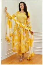 Designer Women's Anarkali Suit Kurti Set Indian Beautiful Kurta Pant Dupatta Set