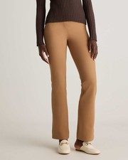 Quince Women Small Petite Ultra-Stretch Ponte Bootcut Pants Pecan Tan Office NEW