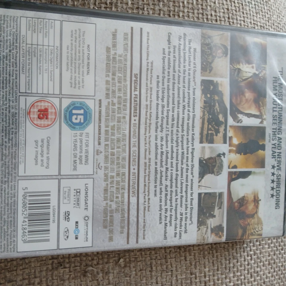 🆕️📀 The Hurt Locker DVD MOVIE FILM ⭐️ BRAND NEW AND SEALED ⭐️ UK STOCK - Image 2 of 2