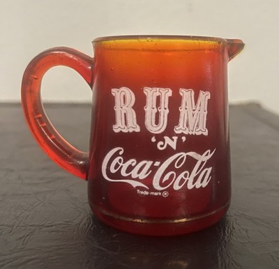VINTAGE RARE - RUM  N  COCA COLA- 2 OZ PITCHER - AMBERINA GLASS 
