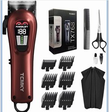 Hair Clippers for Men Professional Cordless Corded Grooming Trimmer Kit Red