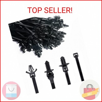 VAGURFO 120 Packs Car Mount Wire Tie, Nylon Push Mount Cable Zip Tie Strap Self-