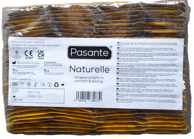 Pasante Naturelle Kondome 54mm 144 Stk + 10 Mix Gratis Großpackung Sparset