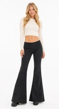 Free People We The Free Penny Pull-On Flare Jean Stretch Black Size 25 Short NWT