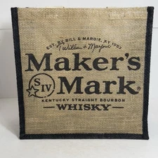 Maker's Mark Bourbon Whiskey Bottle Cloth Bag Tote Burlap 