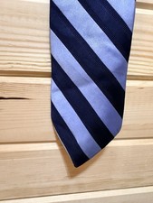 100 Silk Neck Tie Tommy Hilfiger, Blue Diagonal Striped Pattern Made in USA
