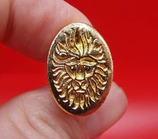 Vintage Mid-Century Goldtone Lion Face Sealing Wax Stamp Seal