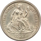 1885 Seated Liberty Dime 10C, Uncirculated BU