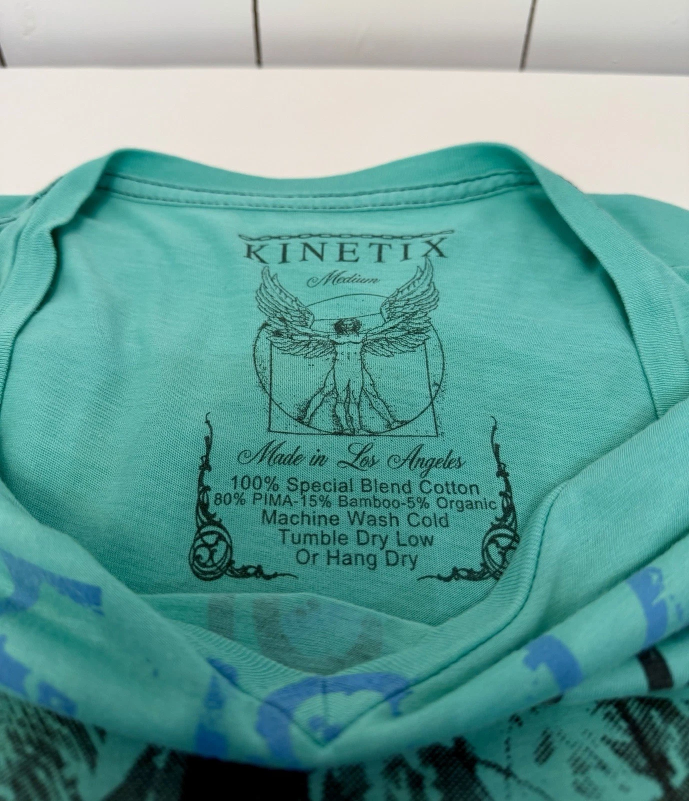 Kinetix Men's M Green V-Neck Graphic Print Short Sleeve Cotton Bamboo T-Shirt image 4