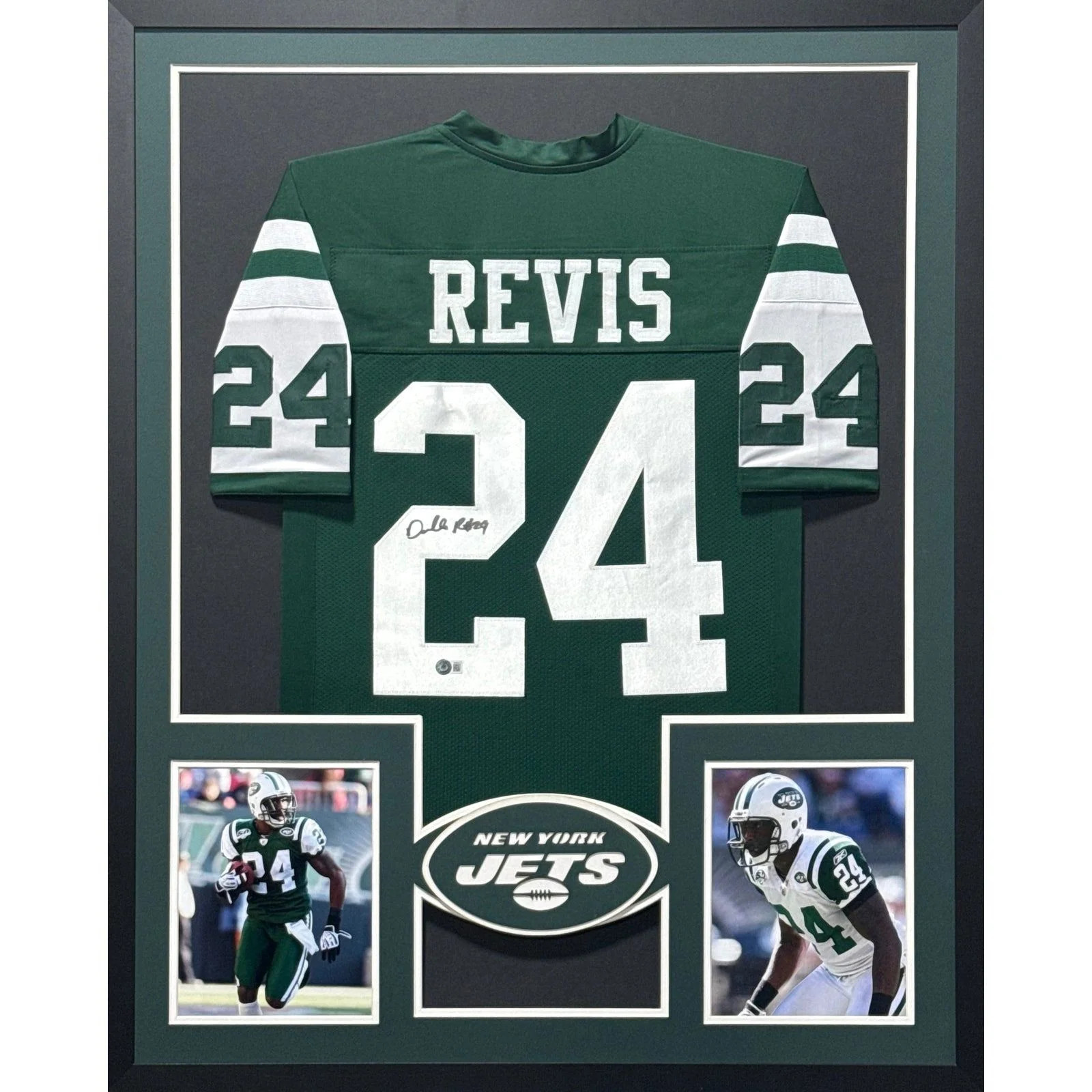 Darrelle Revis Framed Signed New York Jets Jersey Beckett Autographed 2P 
