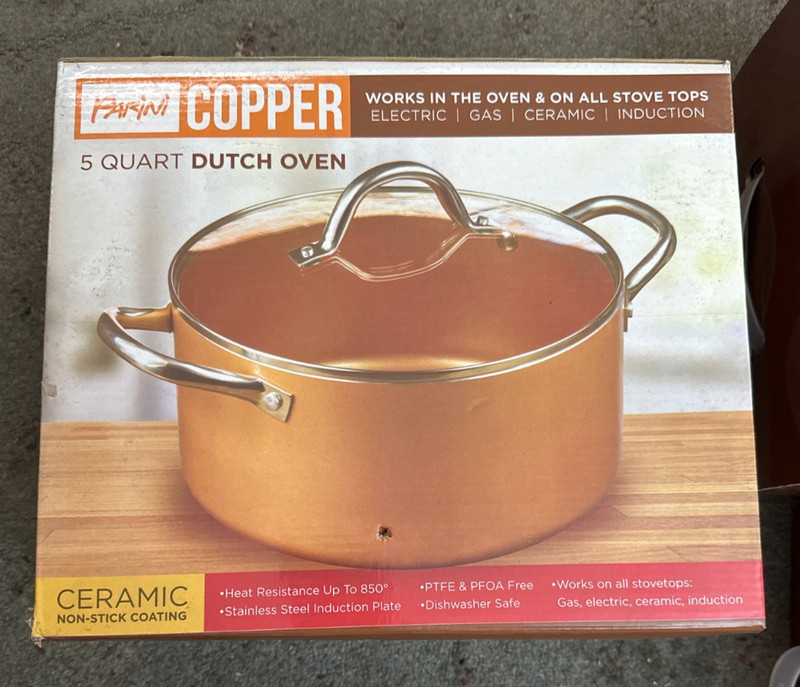 PARINI COPPER 5 QUART DUTCH OVEN WITH CERAMIC NON-STICK COATING
