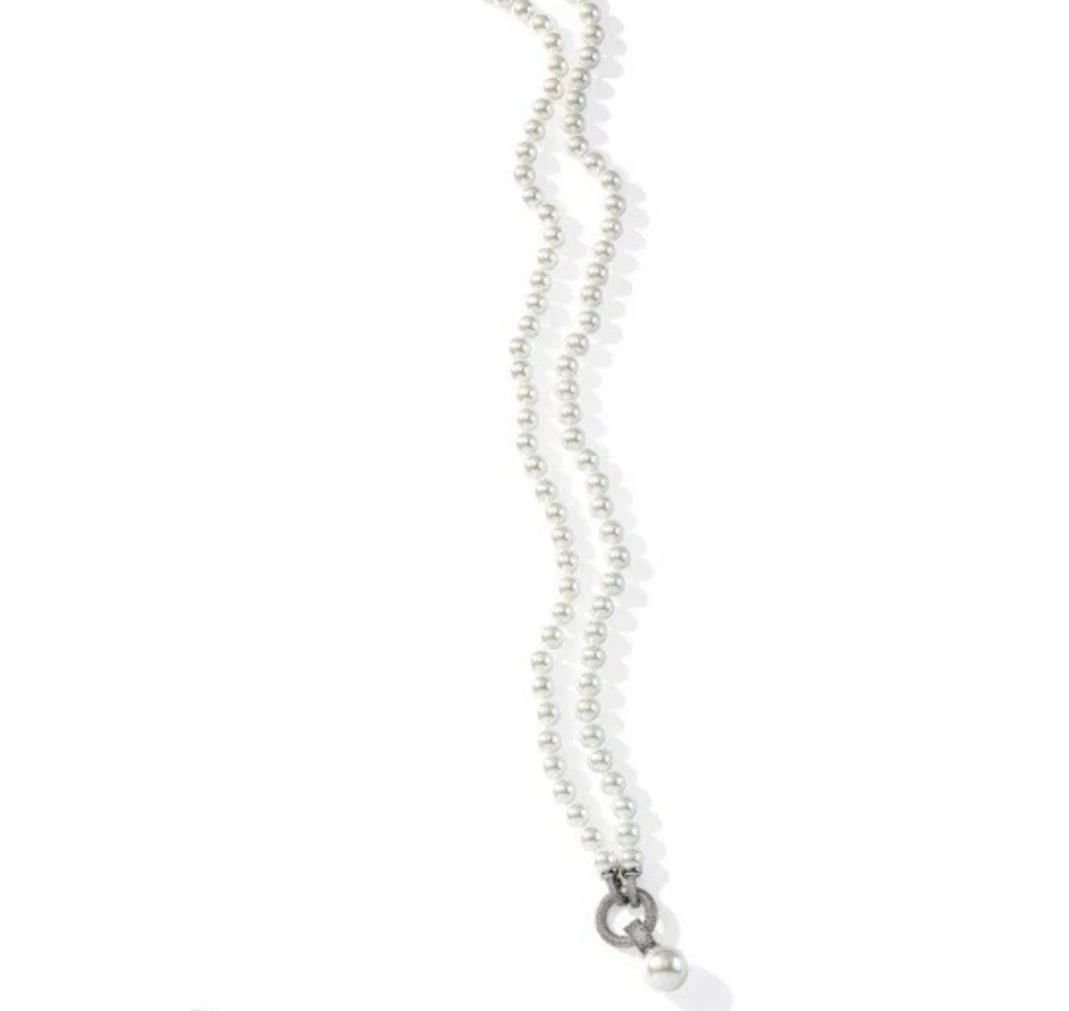 Park Lane Valentina imitación marfil perlas pavé circonitas circonitas plateadas 33" venta al por menor $200 edición limitada Foto 2 de 4