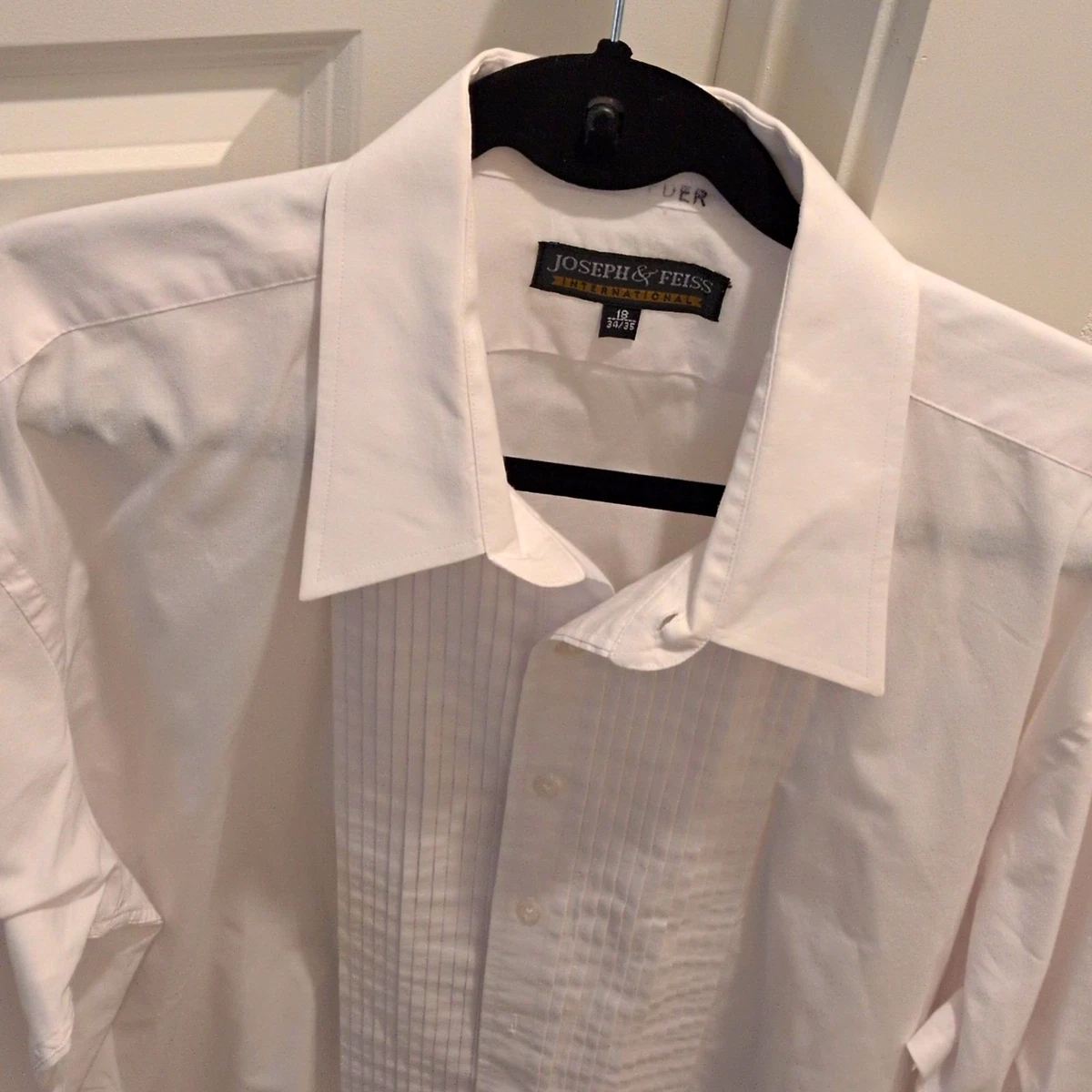 pleated front short sleeve dress shirt men white Joseph & Feiss Shirts for for sale DL:maxi this tuxedo shirt maintains Cute Ball Gown Strapless Point collar size:18m