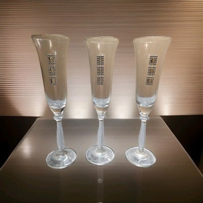 VTG NIB Set of Three Discontinued Dolce Vita by Franco Embellished Flutes