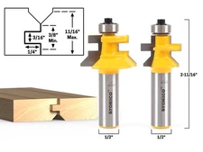Flooring 2 Bit Tongue and Groove V Notch Router Bit Set - 1/2" Shank - Yonico 15