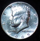 1965 Kennedy Half Dollar, 40% Silver No Mint Mark