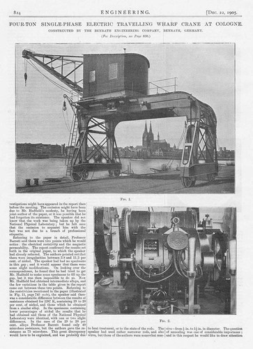 4 Ton Travelling Wharf Crane at Koln - 2x Antique Engineering Prints 1905