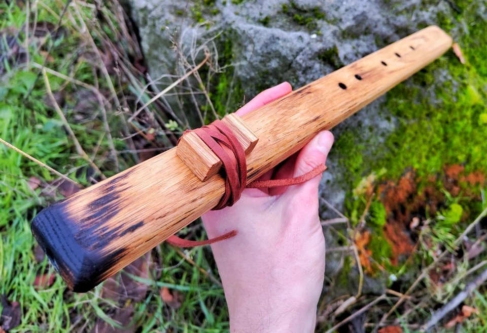 Flauta de roble nativo americano "Viento" - Hecha a mano - Sonido muy profundo Sonido sanador Ves Foto 3 de 4