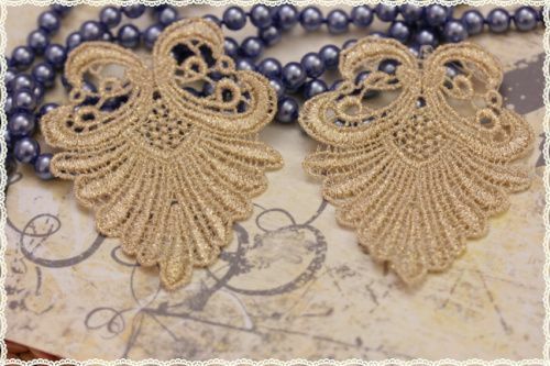 Coppia pizzo macramè Creare orecchini Colore ORO misura 7.2cm*9cm - Foto 1 di 1