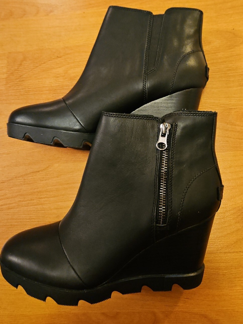 Sorel Joan Uptown Zip Bootie Womens Waterproof Leather Wedge Boot Black Size 10 eBay