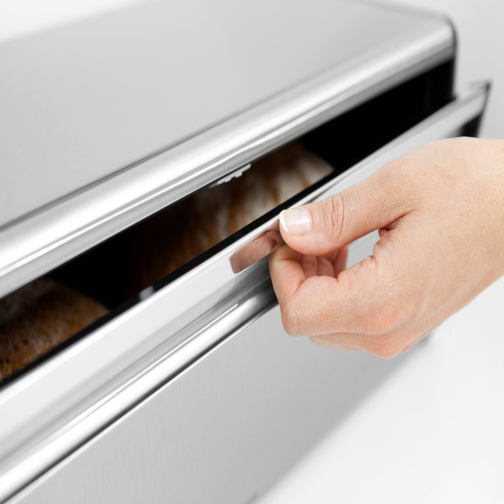 Brabantia Fall Front Bread Box Steel Fingerprint Proof 21 X 11 X 8