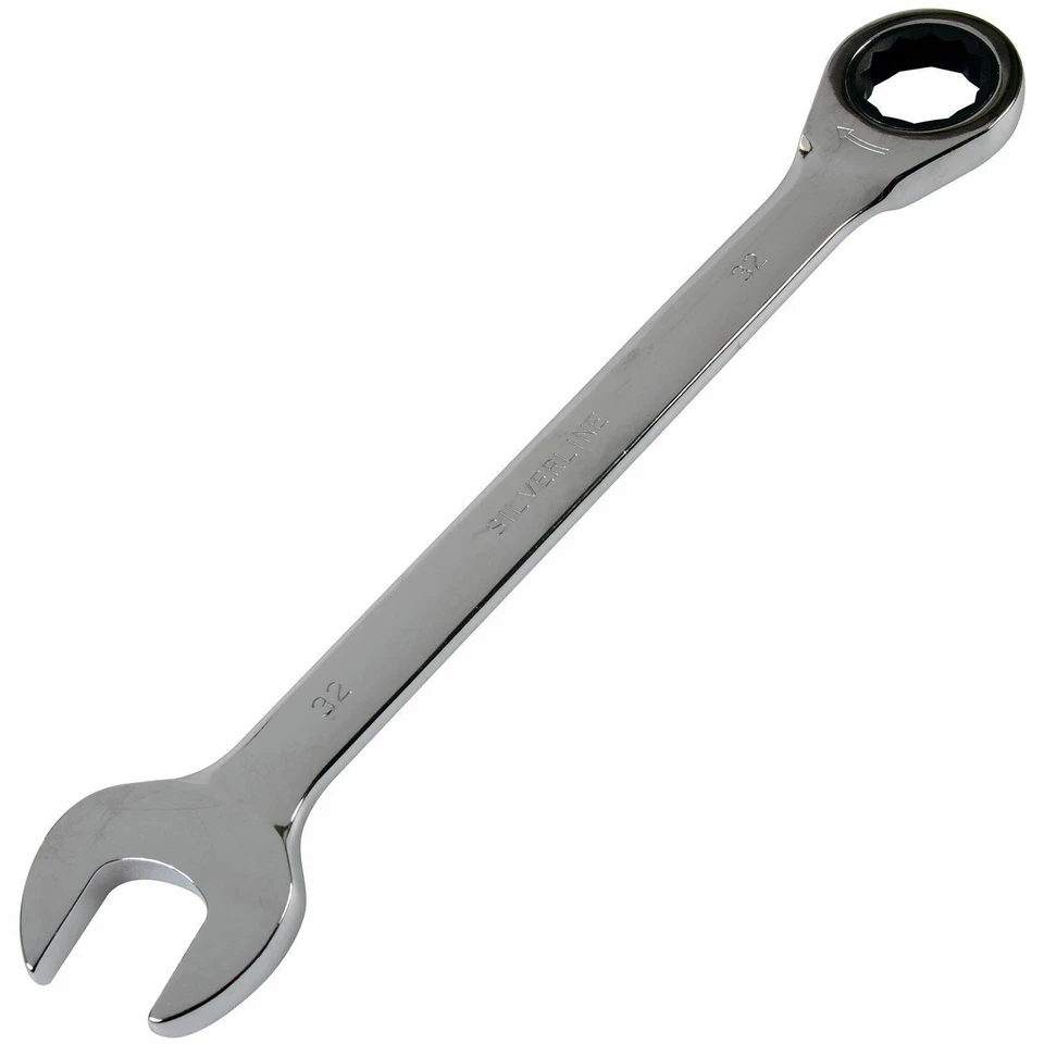 Silverline Fixed Head Ratchet Spanner 8 - 32mm Metric Chrome Vanadium Spanners