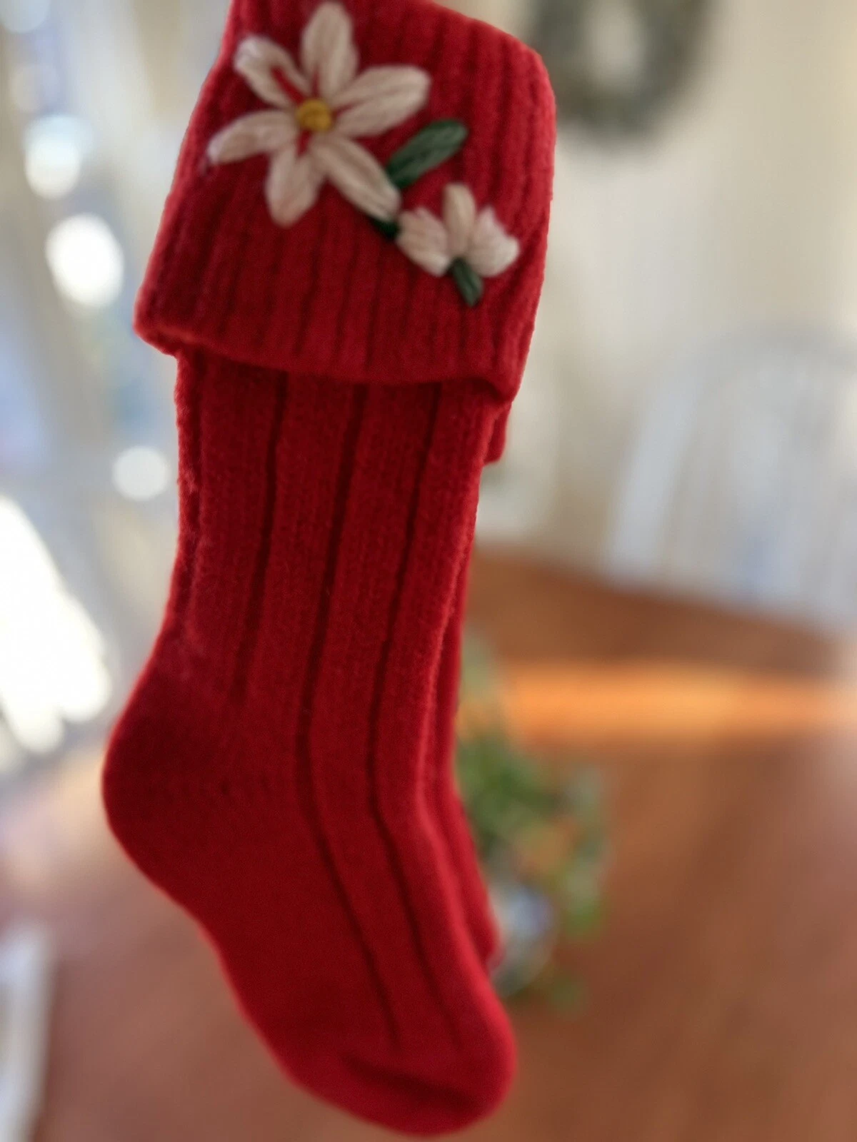 Vintage Wigwam Floral Embroidery Wool Blend Socks NWT Red Sz9-11 Rare!
