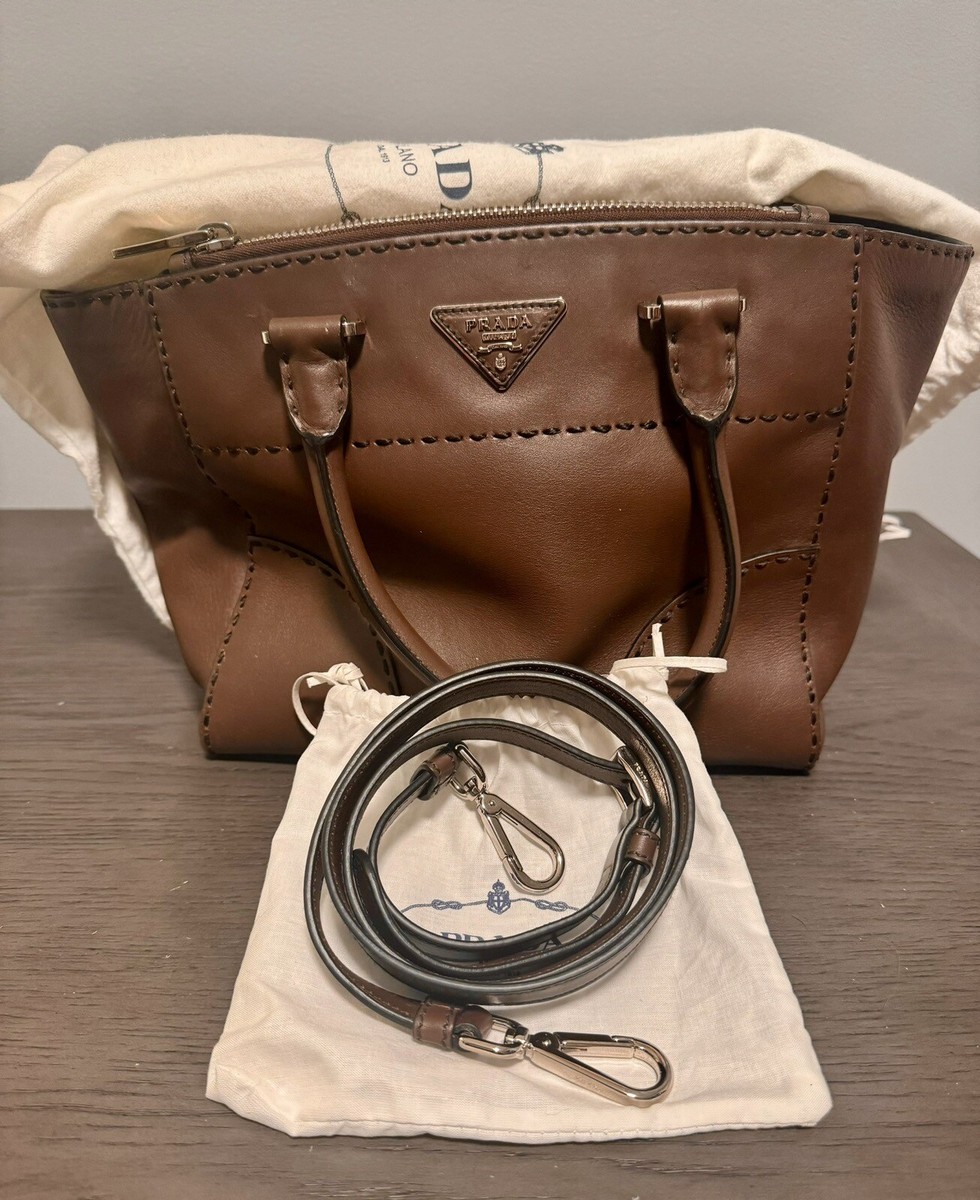 プラダ Prada Calf Leather Handbag Prada twin pocket city calf top stitched Handbag | eBay