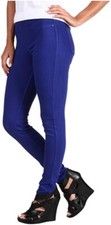 HUE Original Jeans Solid Color Leggings Blue Shock Small 4-6 W25" Inseam 29"