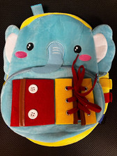 Elephant toddler backpack with buckles and learning activity toy develope skills