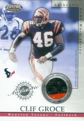 Clif Groce jersey relic football card Bengals, Texans 2002 Pacific
