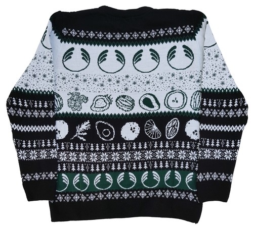 The Body Shop Xmas Jumper Black White Green Fair Isle Sweater XL X-Large Novelty - Picture 3 of 15